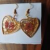 Golden Bloom Resin Heart Earrings