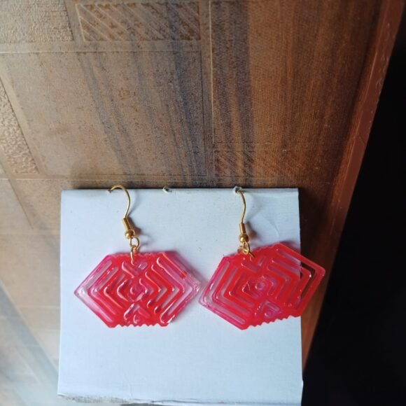 Neon Maze Resin Earrings